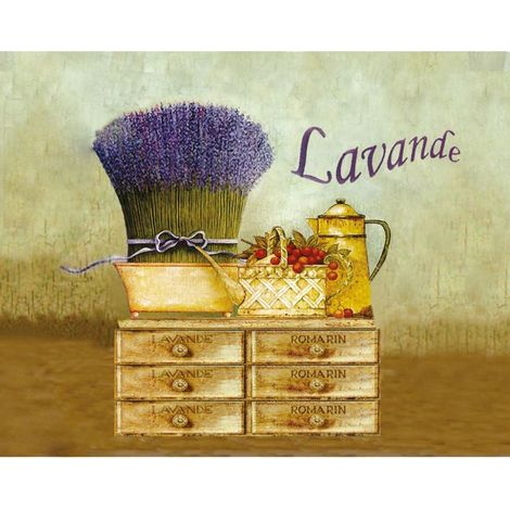 Torchon en coton décoré - Lavande