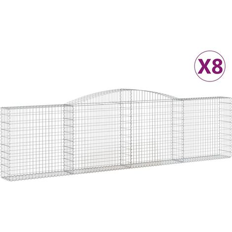 Paniers à gabions arqués 8 pcs  Mur en gabion 400x30x100/120 cm Fer galvanisé