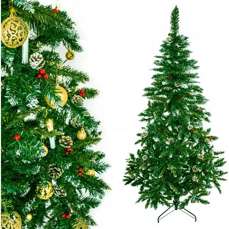 Árbol de Navidad artificial con forma de abeto caucásico real, con soporte, adornos navideños, 200 cm (1/5)