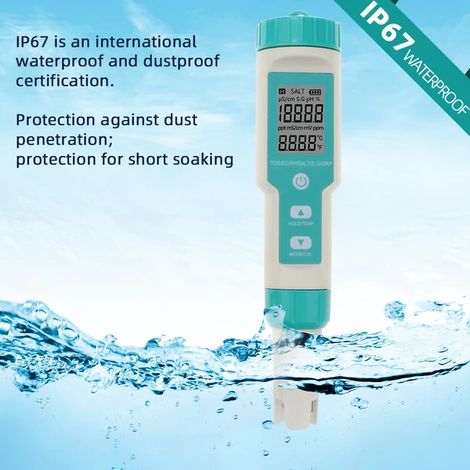 7 en 1 pH / tds / EC / ORP / salinité / thermomètre C - 600 testeur de qualité de l'eau potable pour l'eau potable et les aquariums
