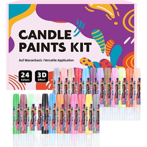 Stylo Peinture Bougie - Stylos Pour Création Sur Tissu,Outils de Peinture pour Tissus 24 Pièces pour Créateurs et Décorateurs de Vases, Écharpes et T-Shirts