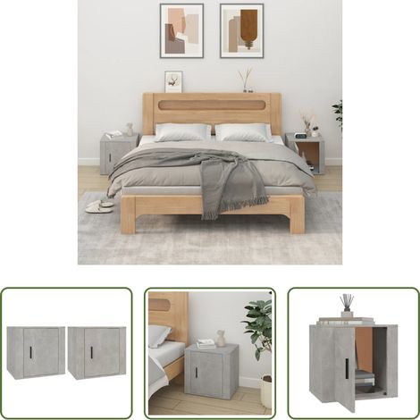 vidaXL Mesitas de noche 2 unidades color gris hormigón 50x39x47 cm (1/5)