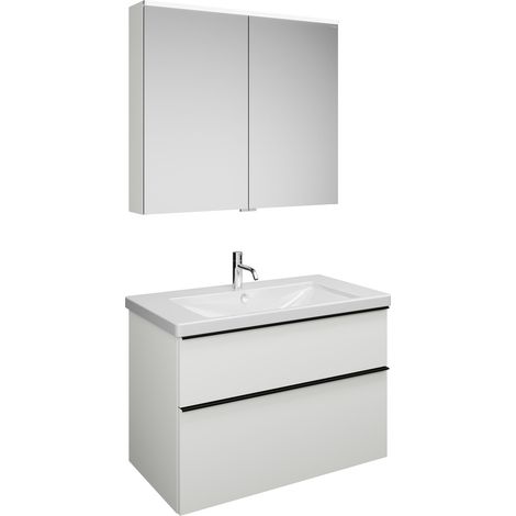 burgbad Eqio Set, compuesto por armario con espejo, lavabo de