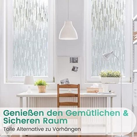 Elektrostatische Fensterfolie, Verdunkelung, UV-Schutz, wiederverwendbar, Sichtschutzfolie, mattiert, ideal für Büro, Zuhause, Badezimmer, Schlafzimmer, Küche, 44,5 x 200 cm