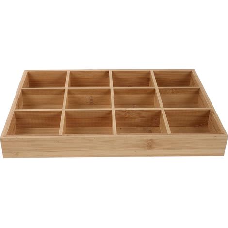 Sockenaufbewahrungsbox aus Bambus mit 12 Fächern – Schubladenorganizer für Unterwäsche, Socken, Schlüssel, Krawatten, Karten und Kleinigkeiten im Kleiderschrank – Unterteiltes Sortierfach (1/5)