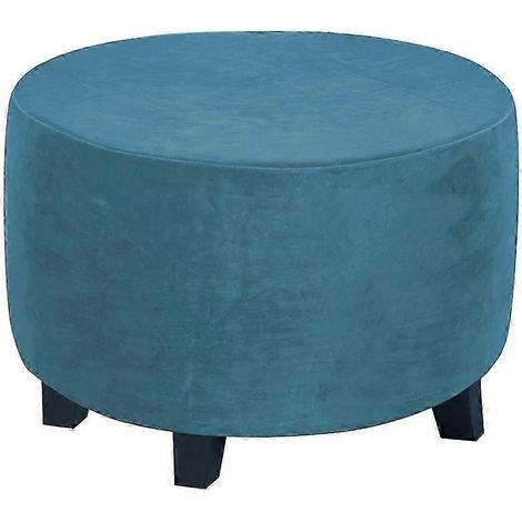 Runder Ottomanen-Überzug, Fußhocker-Überzug, Hocker-Ottomane-Überzug, Polyester-Peacock blue (1/5)