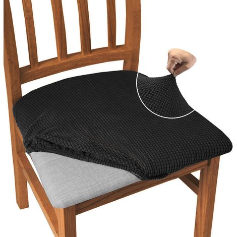 Esszimmerstuhl Sitzbezüge 4er Set Schwarz, Stretch Jacquard Sitzschoner (1/5)