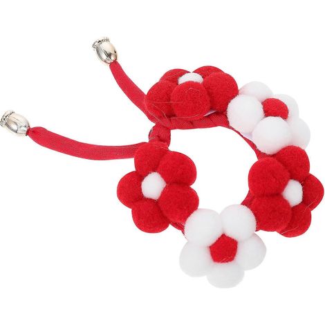 Collar para mascotas tejido a mano para decoración, 1 unidad, hilo de lana rojo. (1/5)