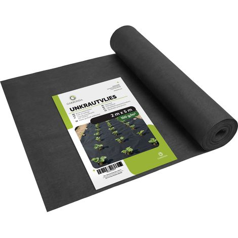 Garronda toile de paillage geotextile 150 g m² anti mauvaise herbe pour gravier allées terrasse sol extérieur rouleau géotextile jardin bache sol résistante noir 2 x 5 m GD-0177
