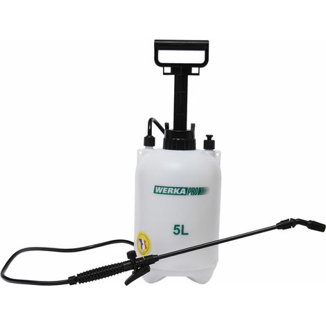 Werka Pro – Pulvérisateur à main 5 litres – Tuyau flexible 1,20 m – Soupape de sûreté 2,5 Bar – Réglage débit à la gâchette – Aluminium