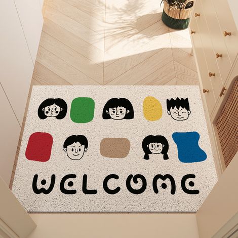 Tapis d'entrée en soie bouclée, épais pour retenir le sable et la boue, antidérapant et antitache, idéal pour la maison - Motif linéaire (horizontal) - 80 x 120 cm