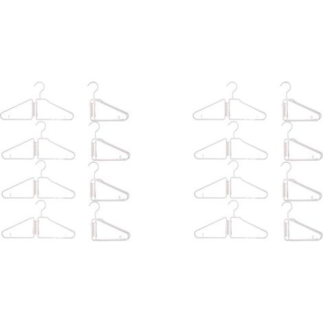 Juego de 16 perchas plegables, perchas plegables de plástico, perchas plegables portátiles, perchas plegables (blancas)