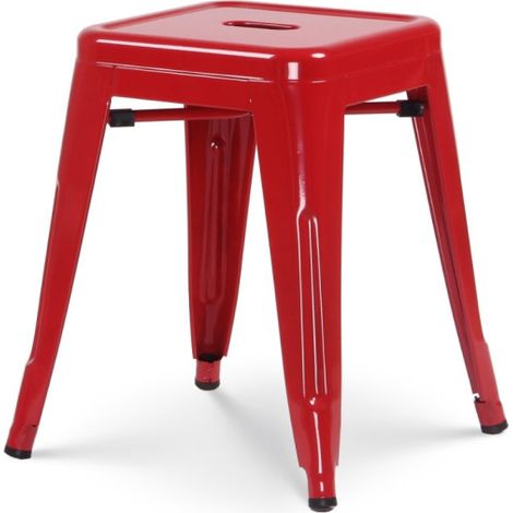 Tabouret en métal rouge brillant style industriel - Hauteur 46 cm (1/3)