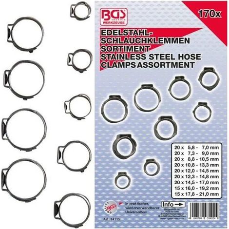 Bgs Surtido de abrazaderas para tubo de acero inoxidable