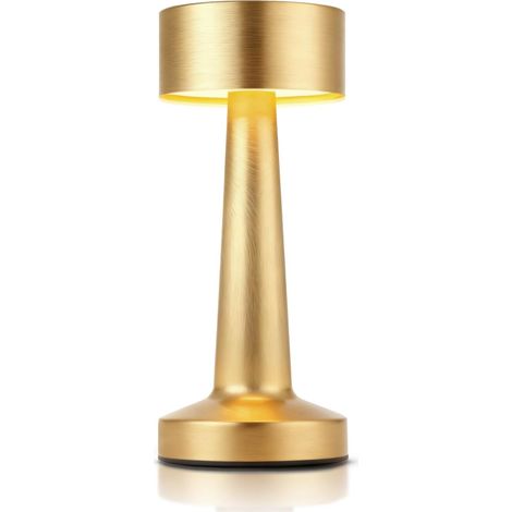 Lampada da tavolo a LED in metallo color oro - 3 colori touch e 3 livelli di luminosità, ricaricabile, perfetta per comodino, soggiorno e scrivania - oro (1/5)