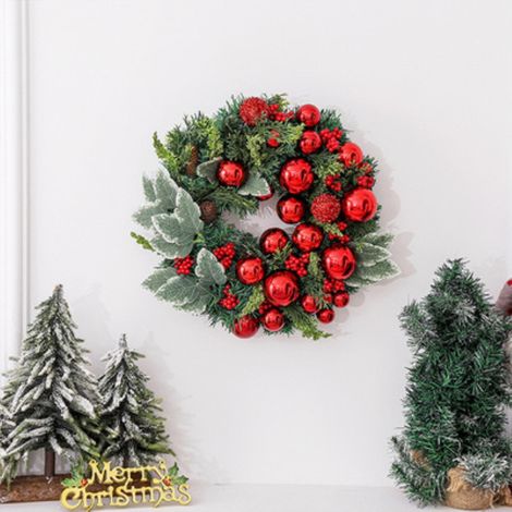 Couronne de Noël en rotin synthétique, décoration de porte, guirlande en rotin pour fêtes de Noël et jardins (1/5)