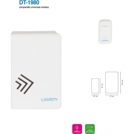 Wisdom - Campanello Universale Musicale A Batteria Wireless 38 Suonerie Melodie Xc-1980 - (1/4)