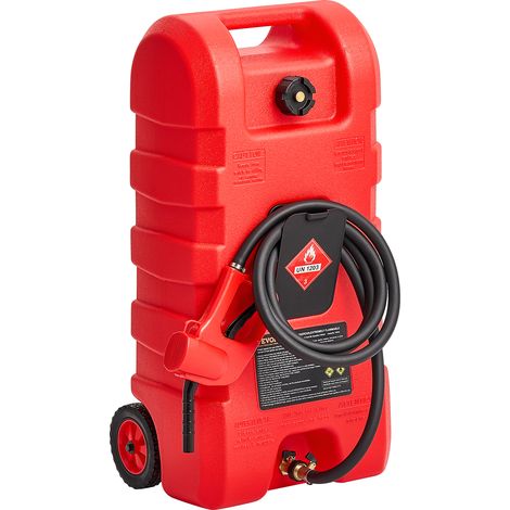 VEVOR Bidon deEssence et Diesel sur Roues, 56,7 L, Reservoir de Carburant Mobile, avec Modes de Gravite, Pompe a Main, Tuyau de Distribution 3 m, Buse a Arret Automatique, pour Bateaux a Moteur, VTT