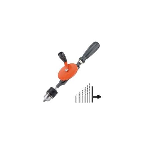 Trapano manuale, 3/8 di pollice (1,5-10 mm), in acciaio fuso, a doppia corona, per plastica e legno, arancione - Crezuo