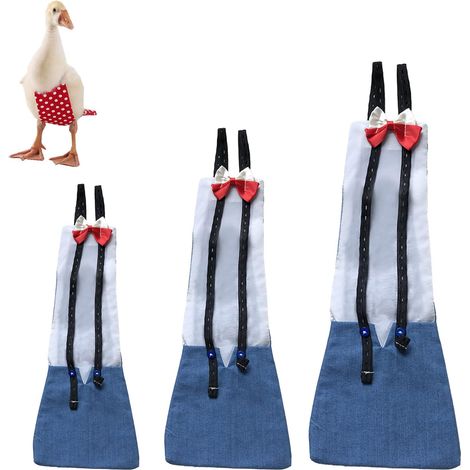 Verstellbare, wiederverwendbare Hühnerwindel mit Fliege, waschbar für Hühner, Enten und Gänse, 1 Pack (S, Blau)