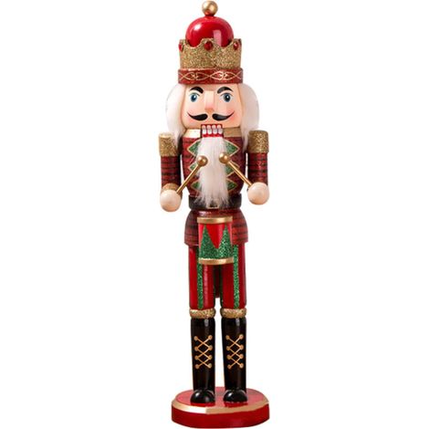 Statuetta Schiaccianoci Soldatino Ornamenti 38cm Schiaccianoci in Legno Decorazione per la Casa Decorazione per Feste di Natale Regali di Capodanno per Bambini -Crezuo