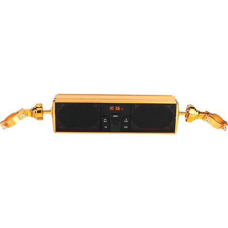 Kit Moto Système Audio Guidon Antidérapant Étanche IPX5 Son Bluetooth Casque Or (1/4)