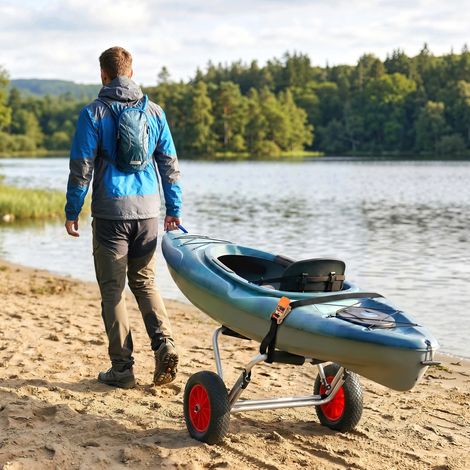 Chariot de transport trolley pour kayak. stand-up paddle. canoë cadre en aluminium dim. 70L x 40L x 42H cm