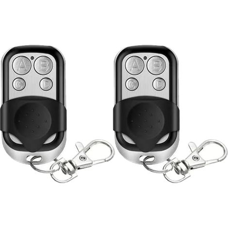 Lot de 2 Telecommande Portail Universelle 433.92 MHz, Bip Portail Universelle 4 Boutons ABCD, Telecommande Garage Universelle Copieuse Code Fixe, Telecommande Porte de Garage sans Fil Noire (1/5)