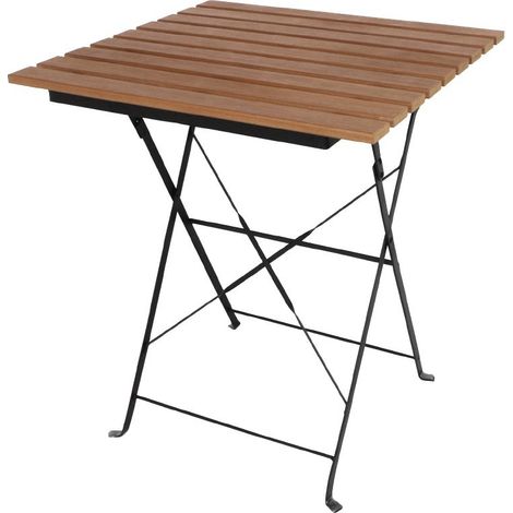 Table carrée pliante en acier peint (L)600 mm, imitation bois (1/5)