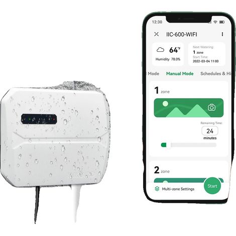 Controlador inteligente de riego, control de 6 zonas, conexión Wi-Fi, enchufe europeo. (1/5)