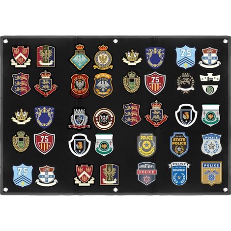 Tableau d'affichage pour écusson militaires, 60 x 45 cm noir tapis patches tactiques avec œillets, pour écussons, tampons, appliqués (1/5)