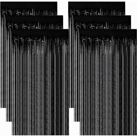 Rideaux métalliques noirs à 6 panneaux, 1 x 2 mètres, rideaux à franges noires à paillettes, adaptés aux décorations du Nouvel An et d'Halloween. (1/5)