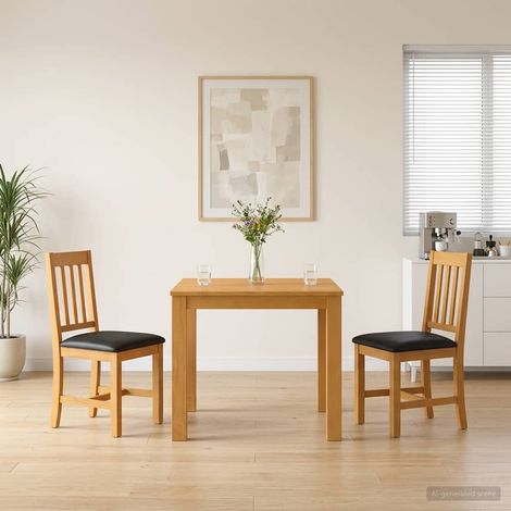 Set da pranzo 3 pz Nero Legno di Quercia Massello vidaXL (1/5)