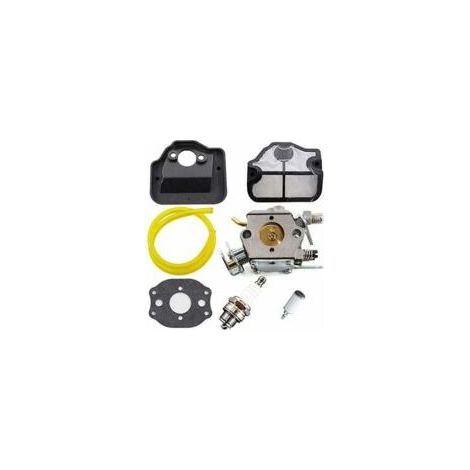 ZVD-Carburateur de Remplacement pour Tronçonneuses Husqvarna 36, 41, 136, 137, 141, 142, Inclus Bougie d'Allumage et Kit de Filtre à Air, Remplace les Numéros 530071987, 530035482, 530029811. - Crezuo (1/4)