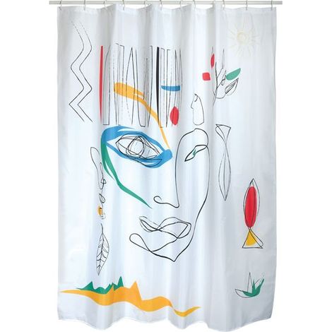 Rideau de douche Polyester FACES 180x200cm Multicolor Spirella (1/2)