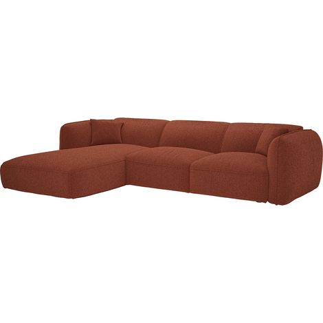 Divano letto angolare angolo a sinistra in tessuto ciniglia terracotta CAMILIO (1/5)