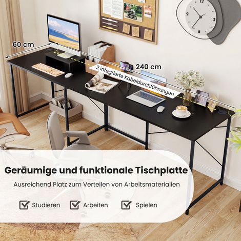 Bureau d'ordinateur en L, bureau d'angle convertible avec support d'écran amovible - noir (1/5)