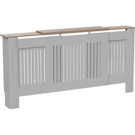 Arlington Radiator Cover MDF Modern Cabinet Slatted Grill, Grey, Adjustable