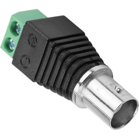 Packung mit 10 DC-Stromanschlüssen für koaxiale CCTV-Kameras, mit grünen BNC-Buchsen (Audio/Video). (1/5)