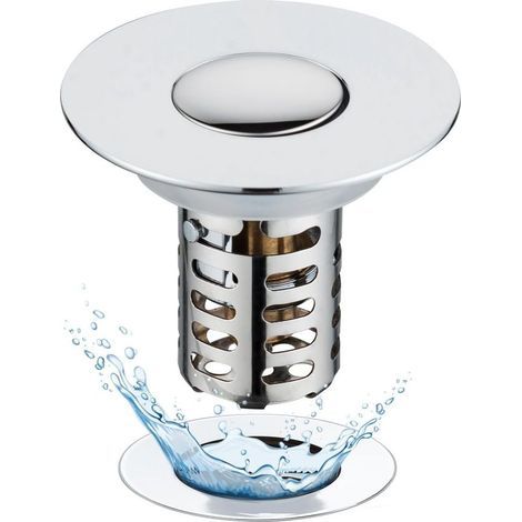 Bonde de lavabo pop-up 3 en 1 avec tamis et panier filtrant amovible en acier inoxydable - Bouchon de lavabo pour lavabo de 30 à 59 mm