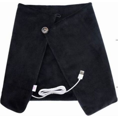 Châle Chauffant Électrique Couverture chauffante Coussin Respirant USB Châle chauffé Unisexe pour Soulagement de Douleur épaule Genoux Ventre Noir