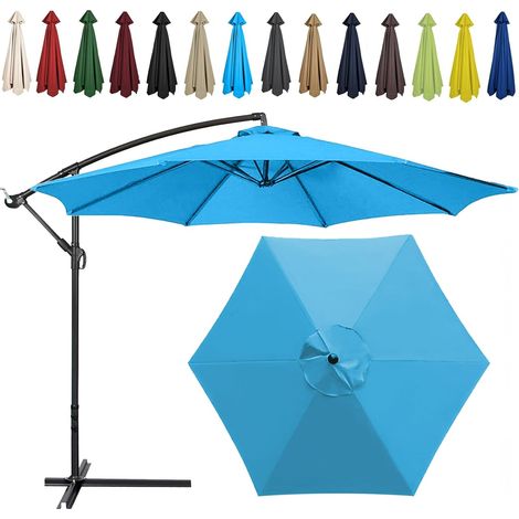 Auvent De Remplacement pour Parasol , Toile De Parasol Déporté Remplacement Pour Cour, Jardin, Plage, Protection UV,8ribs-270cm,Bleu Marine