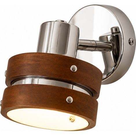 Lampadaire en bois massif et fer forgé finition noyer chromé, Design rétro moderne, éclairage de protection souple (lumière chaude) dans le couloir de la chambre à coucher (1/4)
