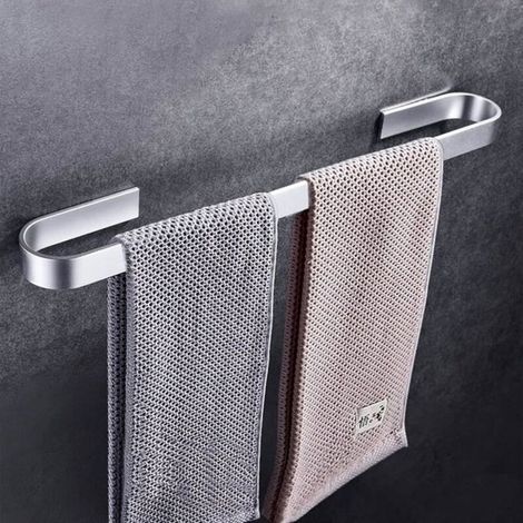 Porte serviettes mural, Porte serviettes auto-adhésif pour salle de bain, cuisine-40 cm sans perçage-2 pièces (1/4)