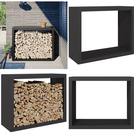 vidaXL Brennholzregal Schwarz 100x40x80 cm Stahl (1/5)