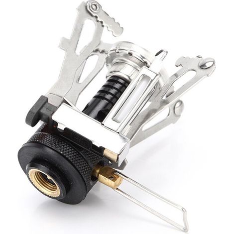 Foldable stove with good load capacity, widely used, made of aluminum alloy, mini portable gas stove, picnic oven, camping stove, camping accessories, black (1/5)