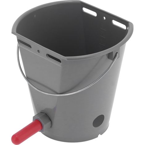 Seau distributeur 8L avec 2 tétines abreuvoir pour veaux, seau d'alimentation bétail, accessoire ferme gris, baril lait maternel (1/5)