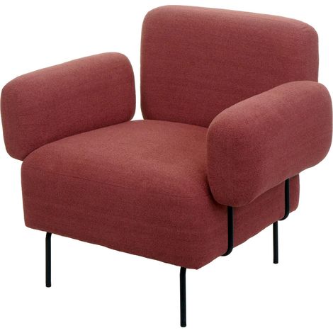 [NUNCA USADO] Sillón de salón HHG-741, sillón de cóctel sillón tapizado, tela bouclé/metal textil, rosa antiguo