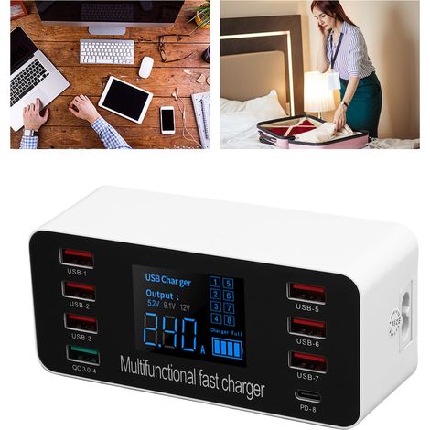 Tragbares 60-W-GaN-USB-C-Ladegerät mit PD-Ladehub, Laptop-Adapter und Schnellladestation für Büro und Zuhause, EU-Stecker