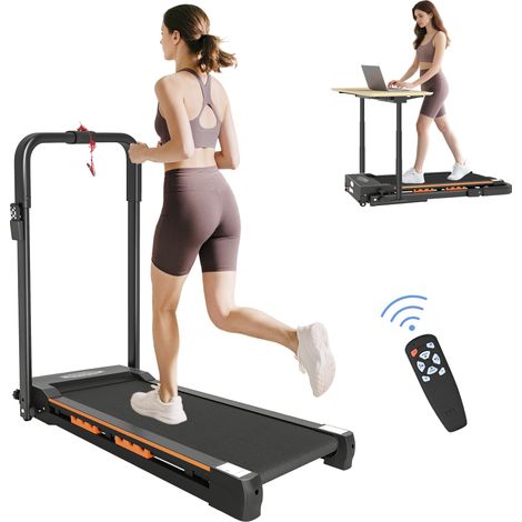 Black Folding Motorized Home Treadmill with LCD Monitor for Easy Walking and Exercise (1/5)